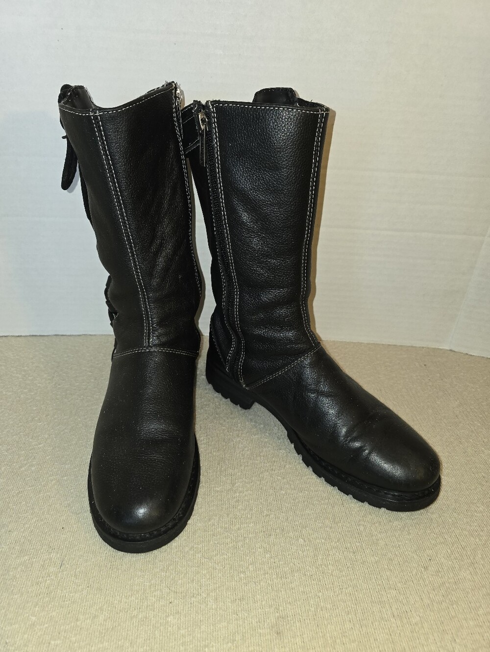 Harley-Davidson Women's Melia Black Mid-Calf Leather Zip Boots size 9